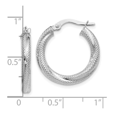 10K White Gold 20mm Textured Hoop Earrings – view 5