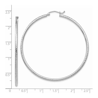 14K White Gold 55mm Diamond-Cut Tube Hoop Earrings – view 5