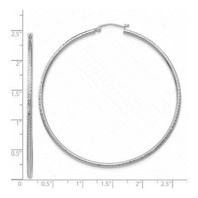 14K White Gold 60mm Diamond-Cut Hoop Earrings – view 5