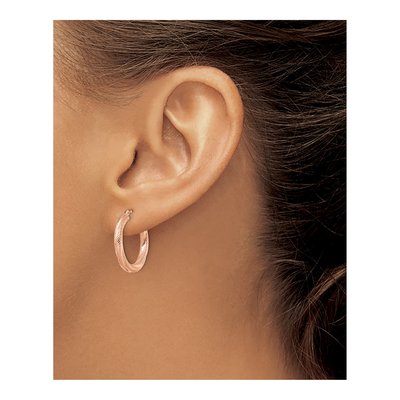 10K Rose Gold 20mm Textured Hoop Earrings – view 4