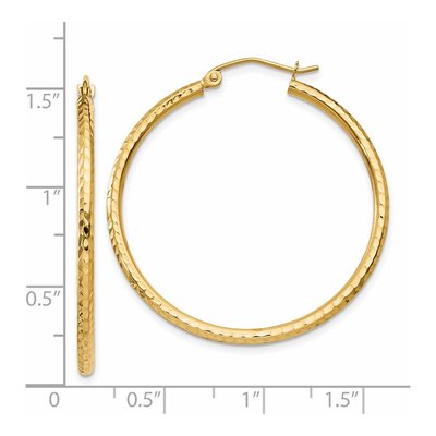 14K Yellow Gold 35mm Diamond-Cut Hoop Earrings – view 5