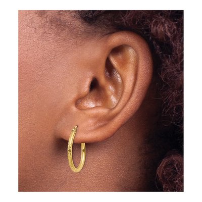 14K Yellow Gold 20mm Diamond-Cut Hoop Earrings – view 4
