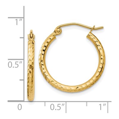 14K Yellow Gold 20mm Diamond-Cut Hoop Earrings – view 5