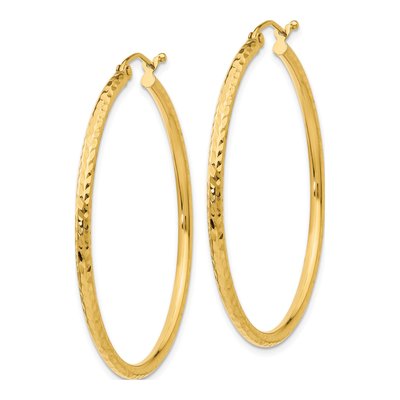 14K Yellow Gold 40mm Diamond-Cut Tube Hoop Earrings – view 3