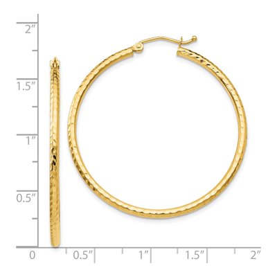 14K Yellow Gold 40mm Diamond-Cut Tube Hoop Earrings – view 5