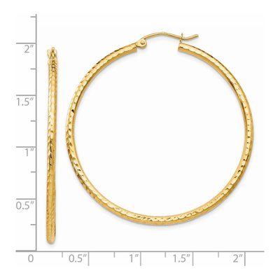 14K Yellow Gold 45mm Diamond-Cut Tube Hoop Earrings – view 5