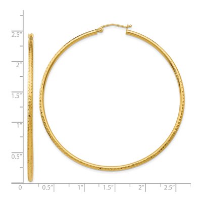 14K Yellow Gold 60mm Diamond-Cut Hoop Earrings – view 5
