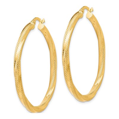10K Yellow Gold 40mm Twisted Hoop Earrings – view 3