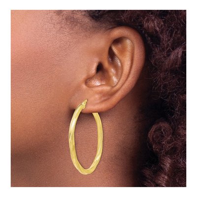 10K Yellow Gold 40mm Twisted Hoop Earrings – view 4