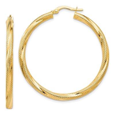 10K Yellow Gold 40mm Twisted Hoop Earrings