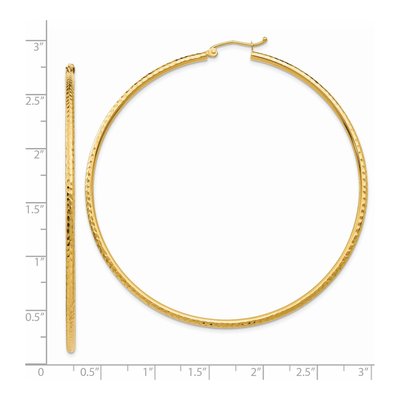14K Yellow Gold 65mm Diamond-Cut Tube Hoop Earrings – view 4