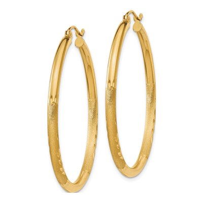 14K Yellow Gold 38mm Diamond-Cut Hoop Earrings – view 2