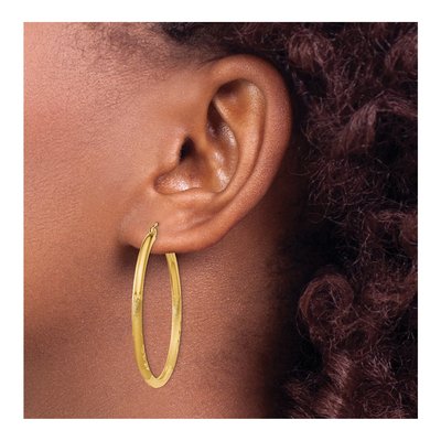 14K Yellow Gold 38mm Diamond-Cut Hoop Earrings – view 3