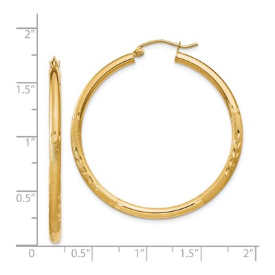14K Yellow Gold 38mm Diamond-Cut Hoop Earrings – view 4