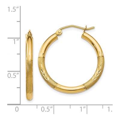 14K Yellow Gold 24mm Diamond-Cut Tube Hoop Earrings – view 4