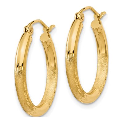 14K Yellow Gold 20mm Diamond-Cut Hoop Earrings – view 3
