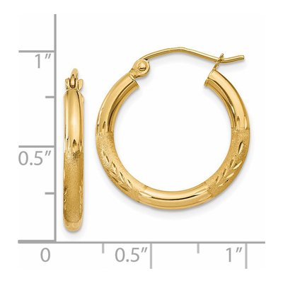 14K Yellow Gold 20mm Diamond-Cut Hoop Earrings – view 5