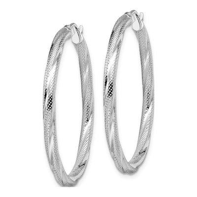10K White Gold 40mm Twisted Hoop Earrings – view 3