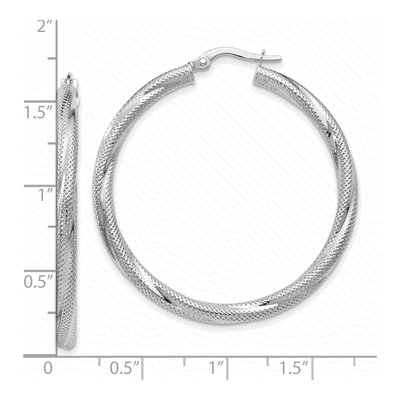 10K White Gold 40mm Twisted Hoop Earrings – view 5