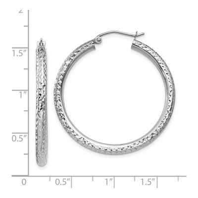 14K White Gold 35mm Diamond-Cut Tube Hoop Earrings – view 5