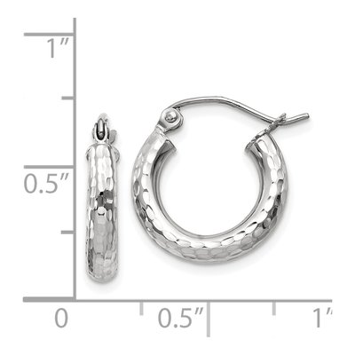 14K White Gold 16mm Diamond-Cut Hoop Earrings – view 5