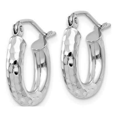 14K White Gold 14mm Diamond-Cut Tube Hoop Earrings – view 3