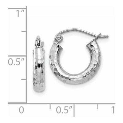 14K White Gold 14mm Diamond-Cut Tube Hoop Earrings – view 5