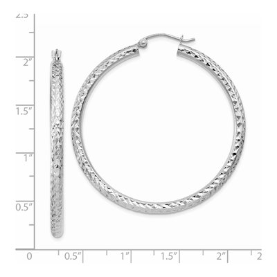 14K White Gold 45mm Diamond-Cut Tube Hoop Earrings – view 5