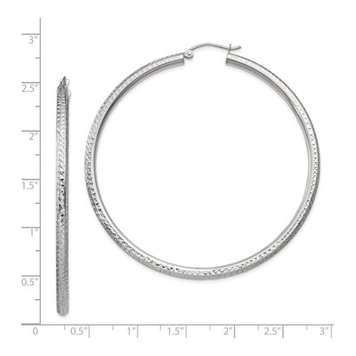 14K White Gold 60mm Diamond-Cut Tube Hoop Earrings – view 5