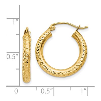 14K Yellow Gold 20mm Diamond-Cut Tube Hoop Earrings – view 5