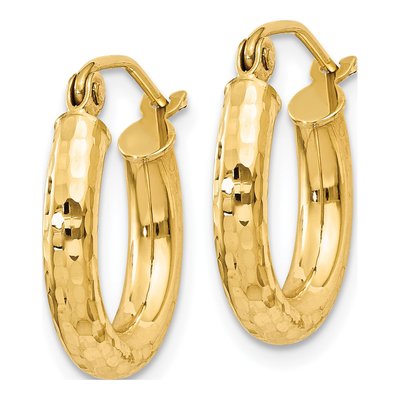 14K Yellow Gold 16mm Diamond-Cut Hoop Earrings – view 3