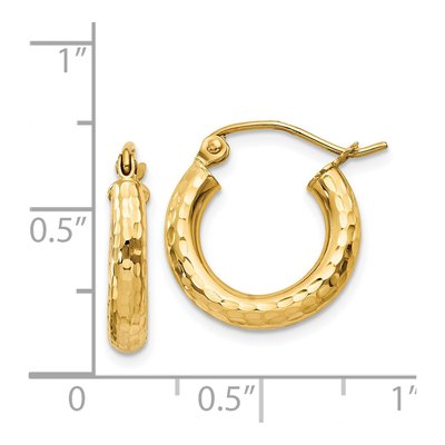 14K Yellow Gold 16mm Diamond-Cut Hoop Earrings – view 5