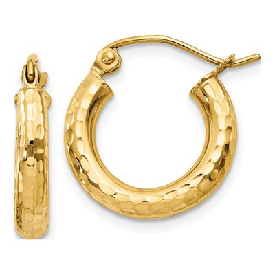 14K Yellow Gold 16mm Diamond-Cut Hoop Earrings