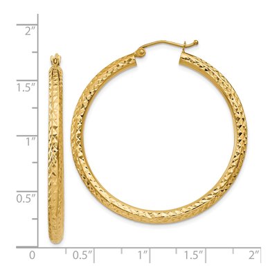 14K Yellow Gold 40mm Diamond-Cut Tube Hoop Earrings – view 5