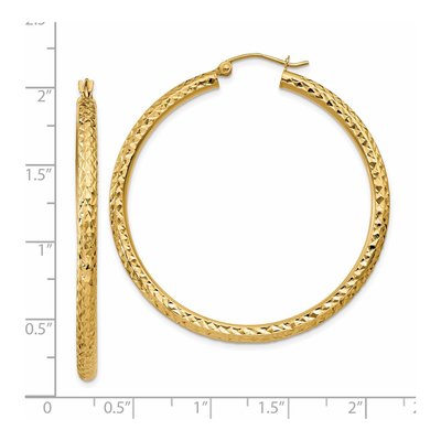 14K Yellow Gold 45mm Diamond-Cut Tube Hoop Earrings – view 5