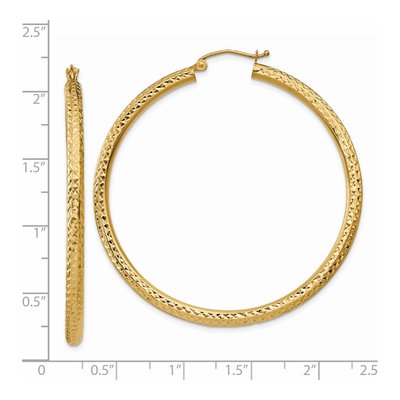 14K Yellow Gold 50mm Diamond-Cut Tube Hoop Earrings – view 5