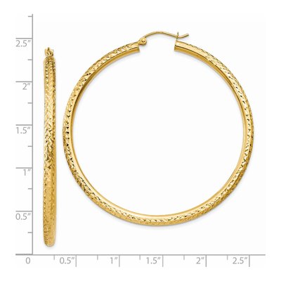 14K Yellow Gold 55mm Diamond-Cut Round Tube Hoop Earrings – view 5