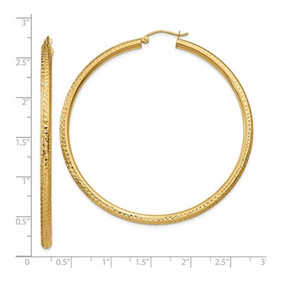 14K Yellow Gold 60mm Diamond-Cut Tube Hoop Earrings – view 5
