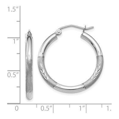 14K White Gold 20mm Diamond-Cut Hoop Earrings – view 5