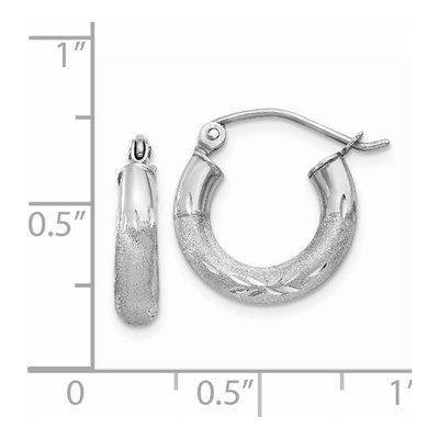14K White Gold 10mm Diamond-Cut Hoop Earrings – view 5