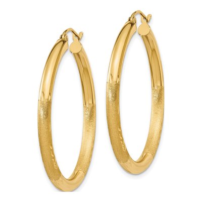 14K Yellow Gold 35mm Diamond-Cut Hoop Earrings – view 3