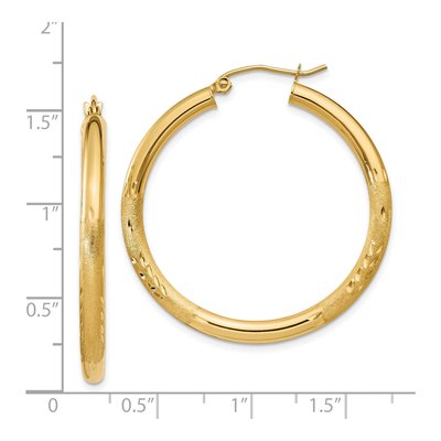 14K Yellow Gold 35mm Diamond-Cut Hoop Earrings – view 5