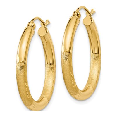 14K Yellow Gold 25mm Diamond-Cut Hoop Earrings – view 2