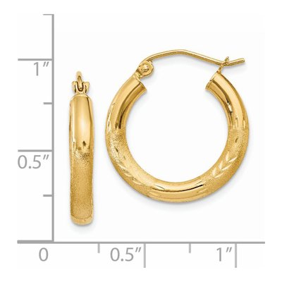 14K Yellow Gold 20mm Diamond-Cut Hoop Earrings – view 5