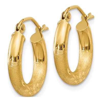 14K Yellow Gold 16mm Diamond-Cut Hoop Earrings – view 3