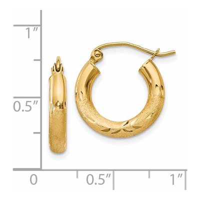 14K Yellow Gold 16mm Diamond-Cut Hoop Earrings – view 5