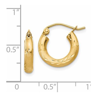 14K Yellow Gold 14mm Diamond-Cut Hoop Earrings – view 5