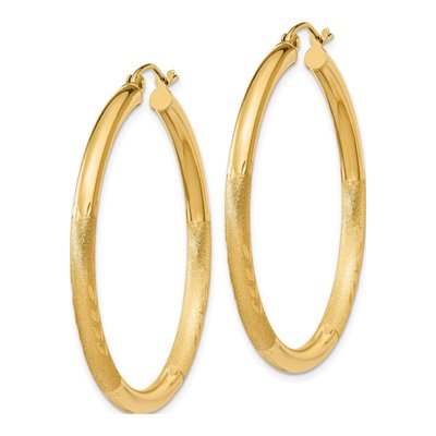 14K Yellow Gold 40mm Diamond-Cut Hoop Earrings – view 2