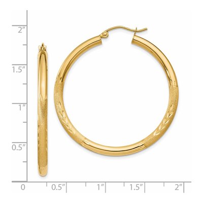 14K Yellow Gold 40mm Diamond-Cut Hoop Earrings – view 4