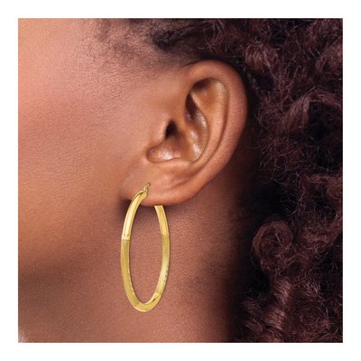 14K Yellow Gold 45mm Diamond-Cut Hoop Earrings – view 4